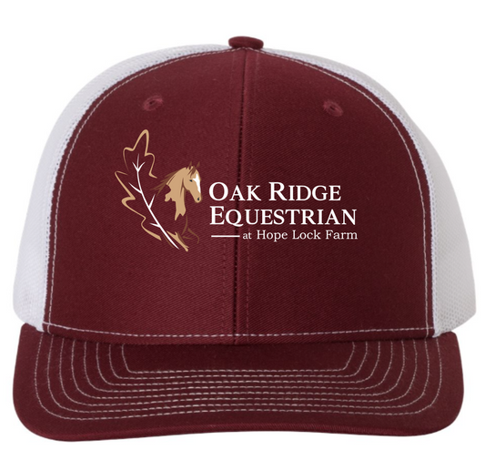 Oak Ridge Equestrian at Hope Lock Farm Richardson Trucker Cap Embroidered Center Logo