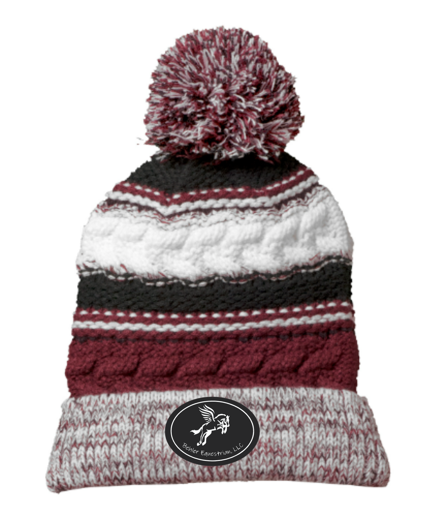 Behler Equestrian, LLC Burgundy Pom Beanie