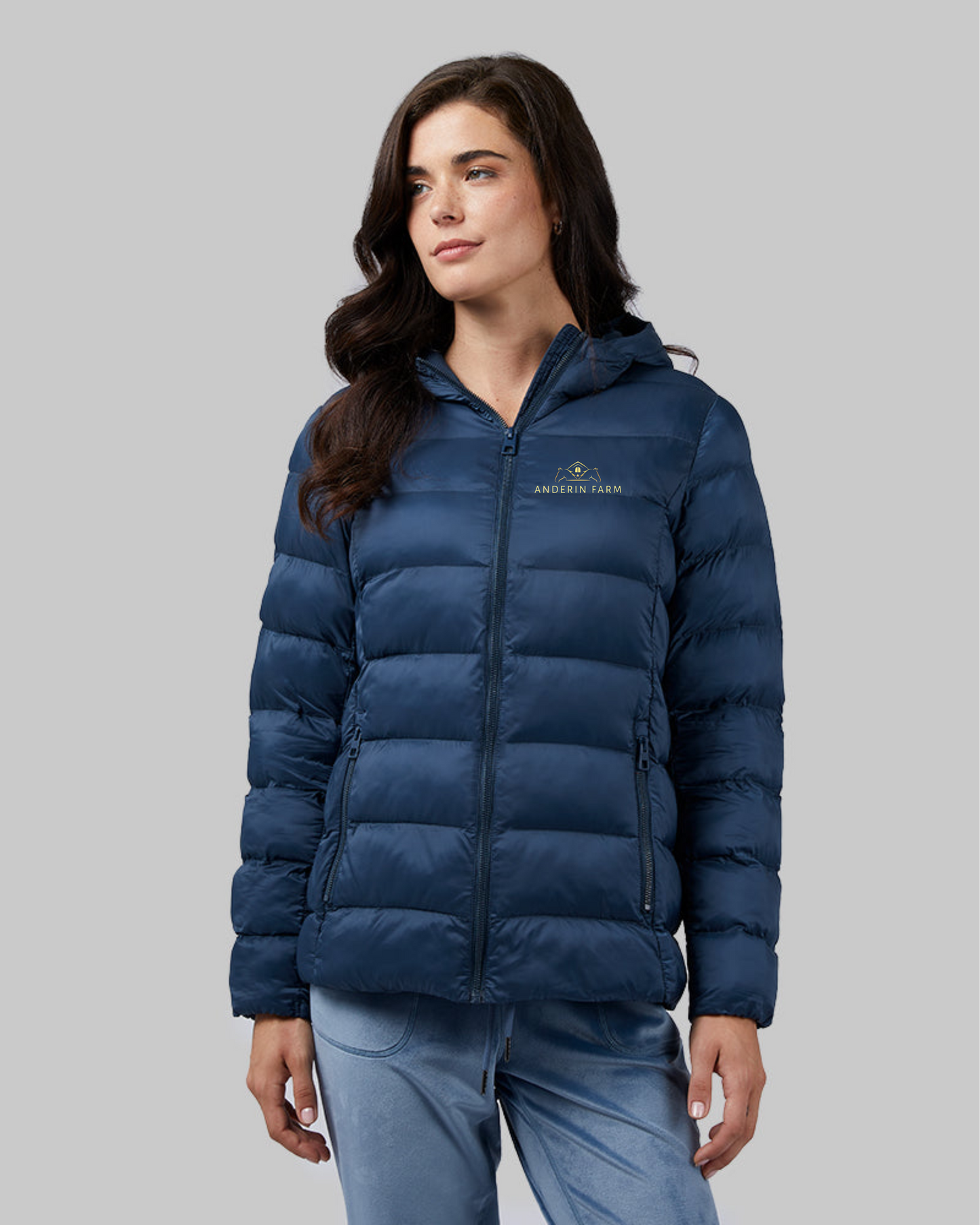 Anderin Farm Women's Lightweight Poly-Fill Packable Hooded Jacket