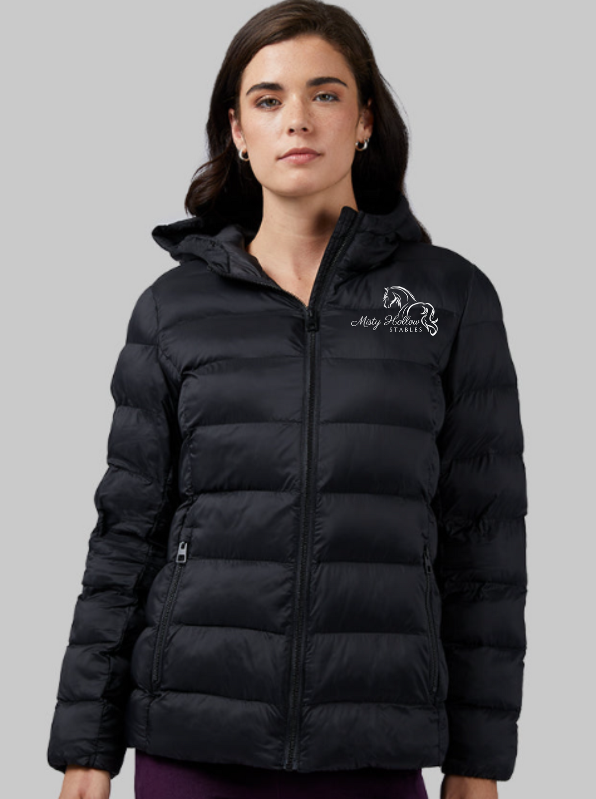Misty Hollow Stables Women's Lightweight Poly-Fill Packable Hooded Jacket