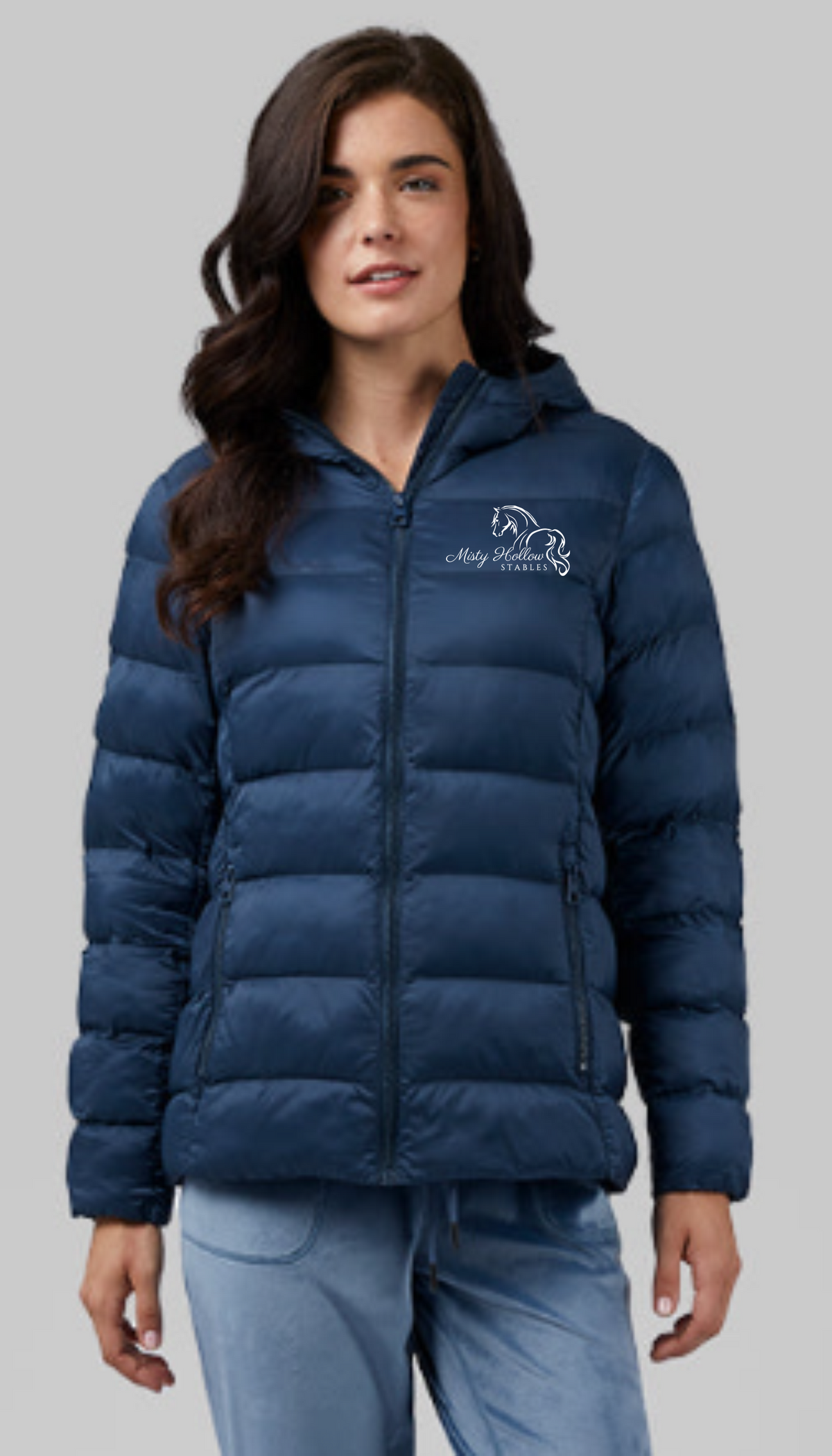 Misty Hollow Stables Women's Lightweight Poly-Fill Packable Hooded Jacket